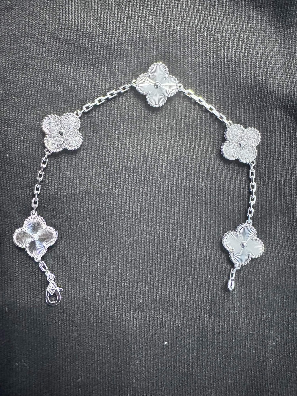 Silver Floral Clover Link Bracelet - Women Jewelry